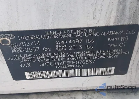 2015 Hyundai Sonata Limited from USA, damaged, VIN 5NPE34AF3FH076587
